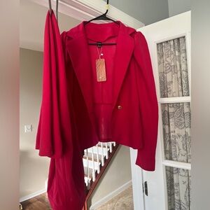 Pink Puff Sleeves Pink Suit